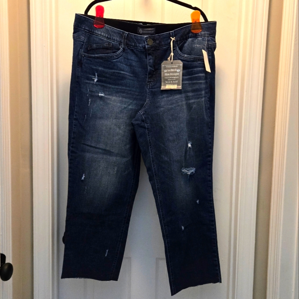 Democracy "Ab"solution High Rise Slim Straight Fray Hem Plus Jeans 20W